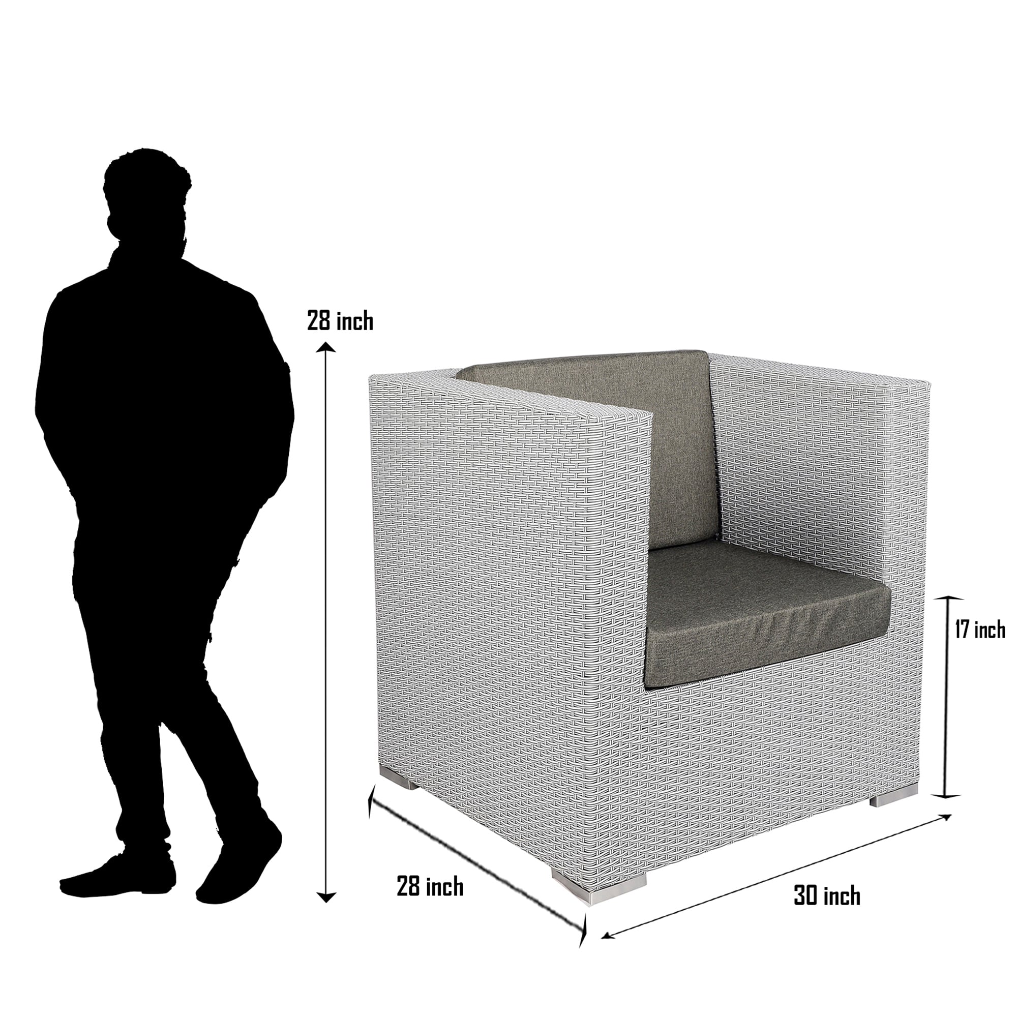 Nice 3+1+1 Seater Wicker Sofa Set in Black and White Dual Tone Colour