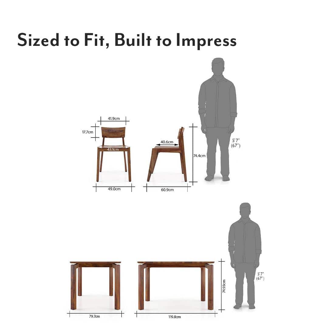 Catria - Gordon 4 Seater Dining Table Set (Finish- Teak)