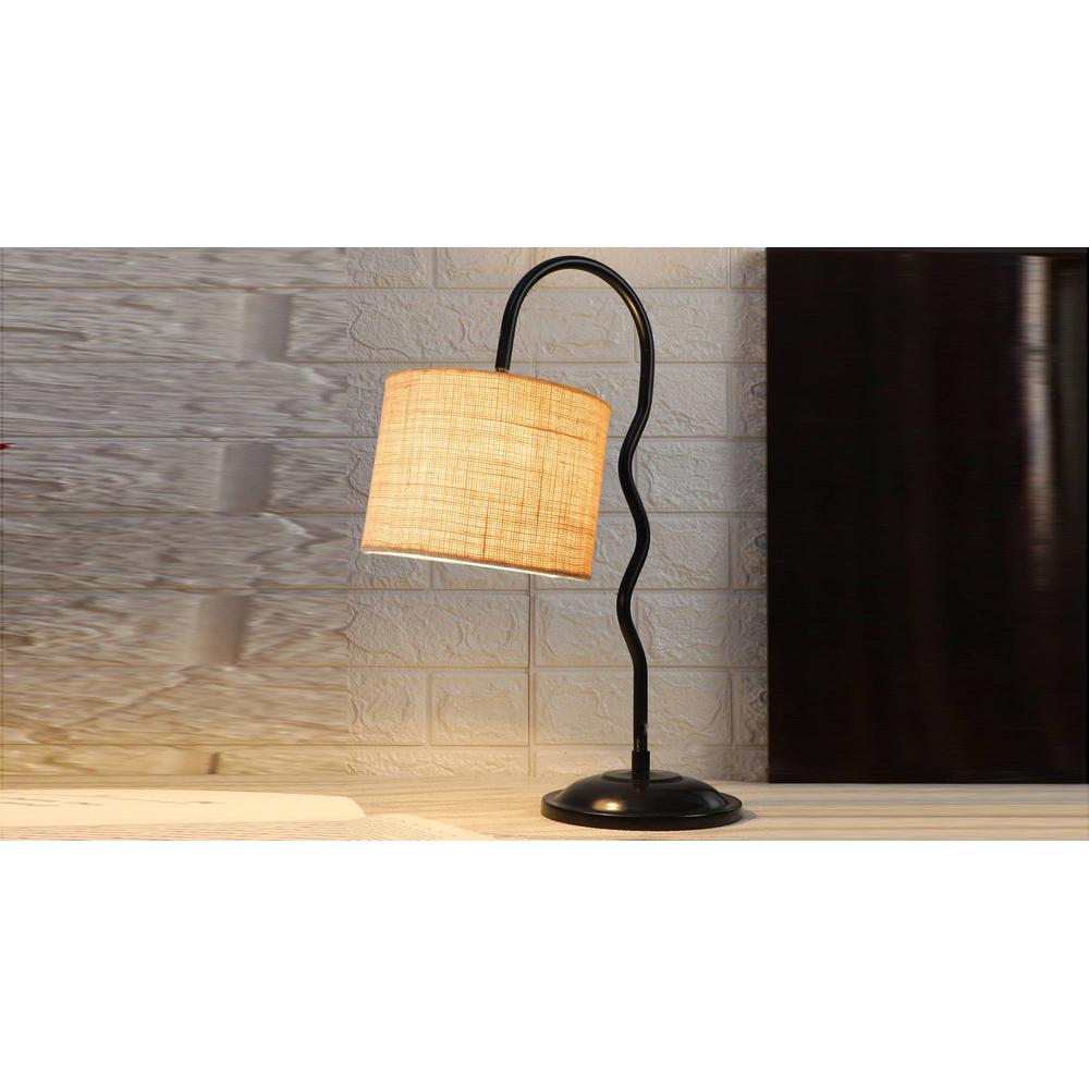 White Jute Zig Zag Curvy table lamp with Iron Base (SP31)