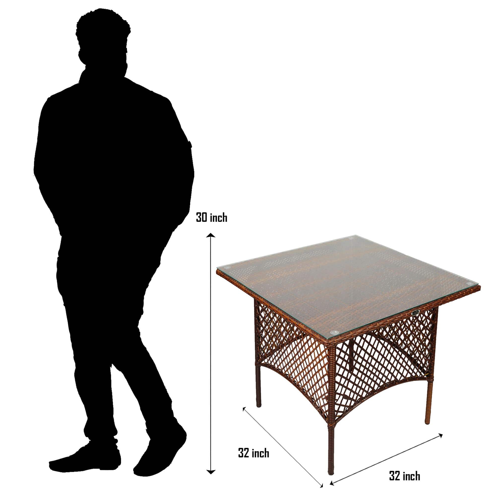 Taree  Wicker Table And Chair Set In Brown Dual Tone Finish