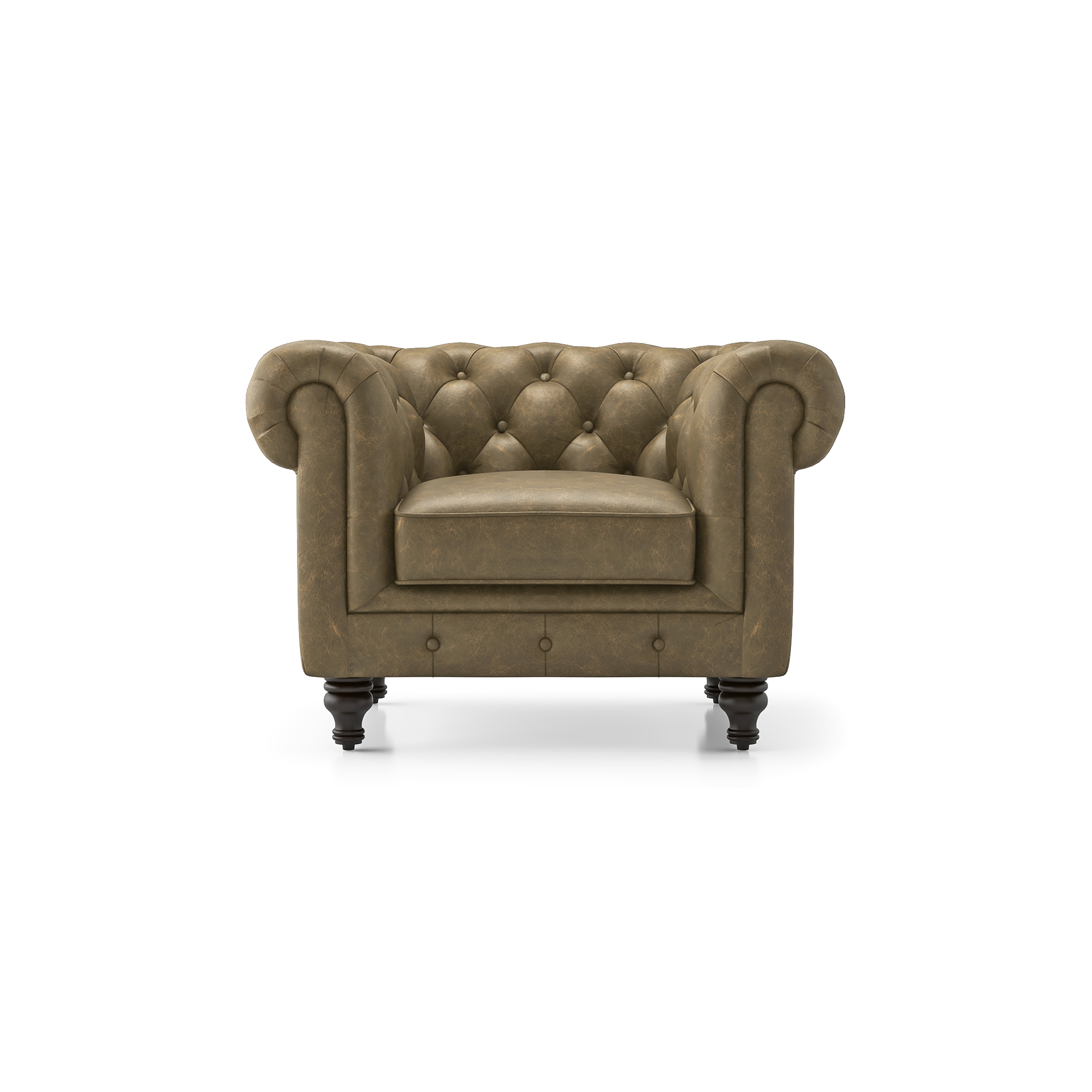 Winchester 1 Seater Luxury Italian Leather Sofa In Antique Moss