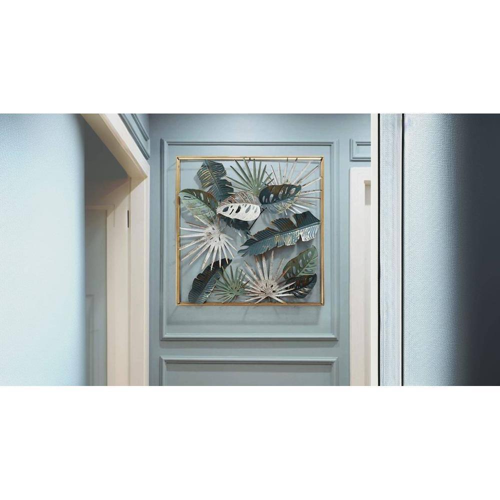 Elaeagnus Angustifolia And Lupin Leaves Frame Metal Wall Art