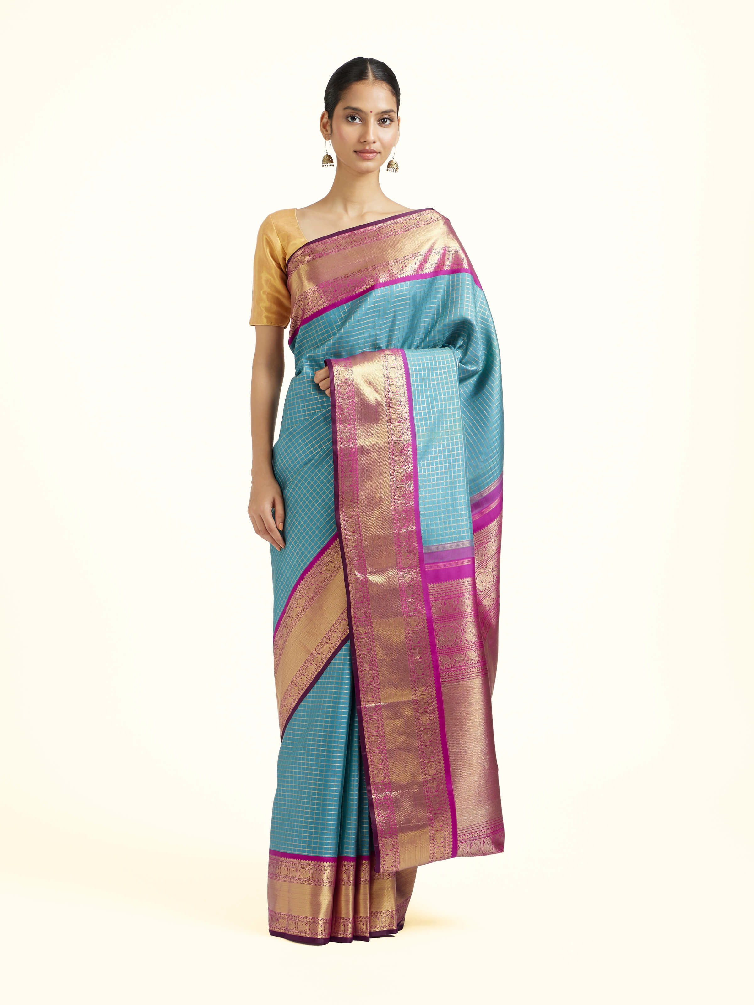 Blue Silk Kancheepuram Handloom Real Zari Saree