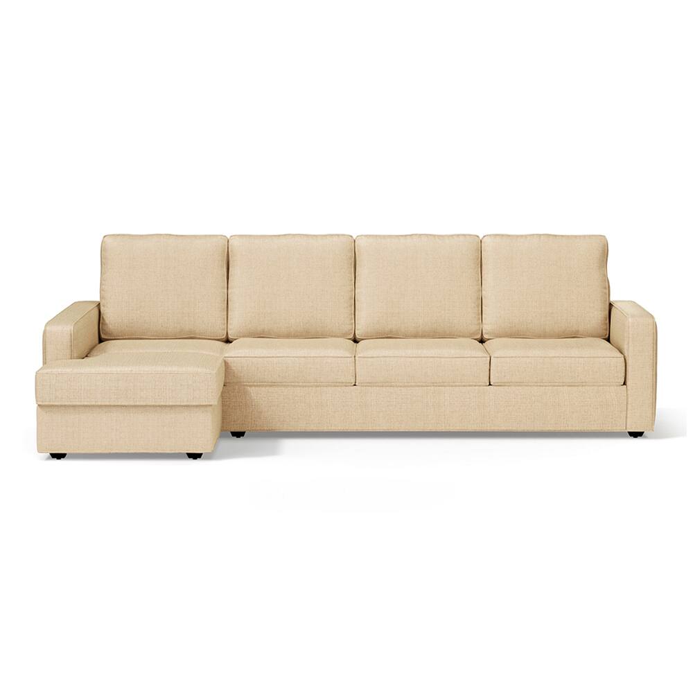 Apollo Sofa (Colour : Pearl, Cushion : Soft, Back Type : High Back, Seating Capacity : Left Aligned 3 Seater + Left Aligned Chaise) - Urban Ladder