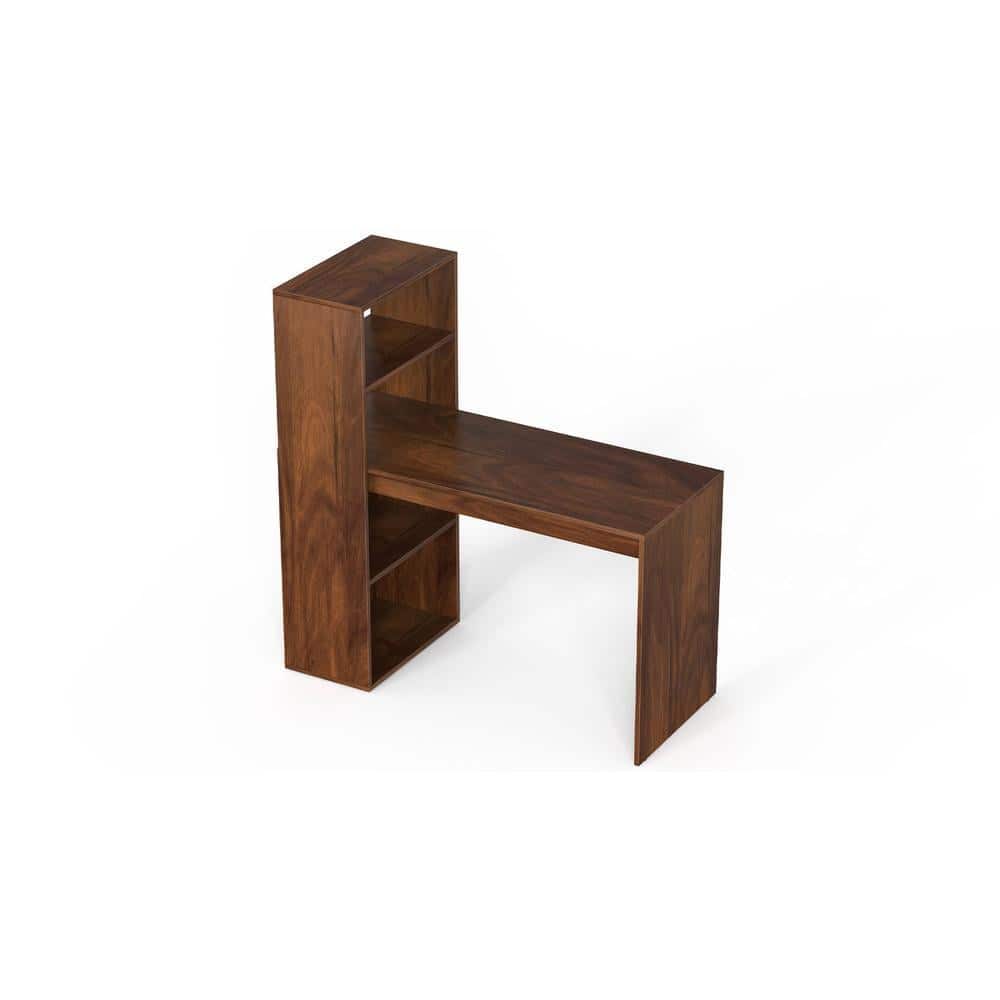 Radisso Engineered Wood Study and Computer Laptop Table for Home or Office, WFH Desk, with Storage Shelves for Books and Décor Display for Adults Kids Students (Brown Maple)