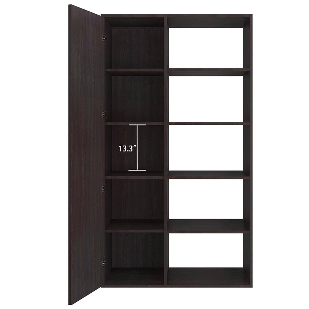 Nikola Large Crockery cum Bookshelf and Divider Unit in Antique Ebony Light Orange Colour