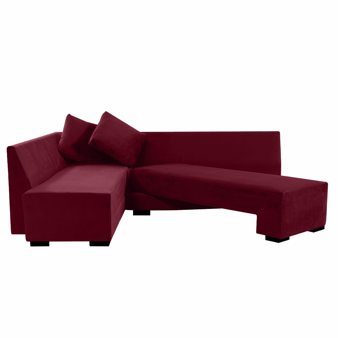 Melo 3 Seater Left Sectional Velvet Sofa Cum Bed in Maroon colour