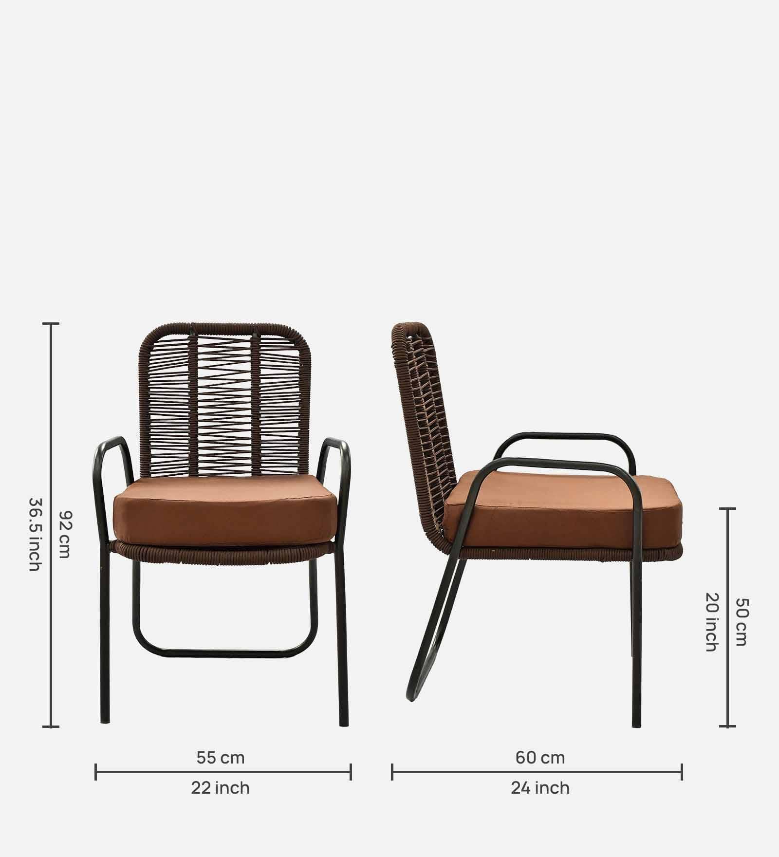 Madrid 2+1+1 Seater Rope Sofa Set in Brown Finish