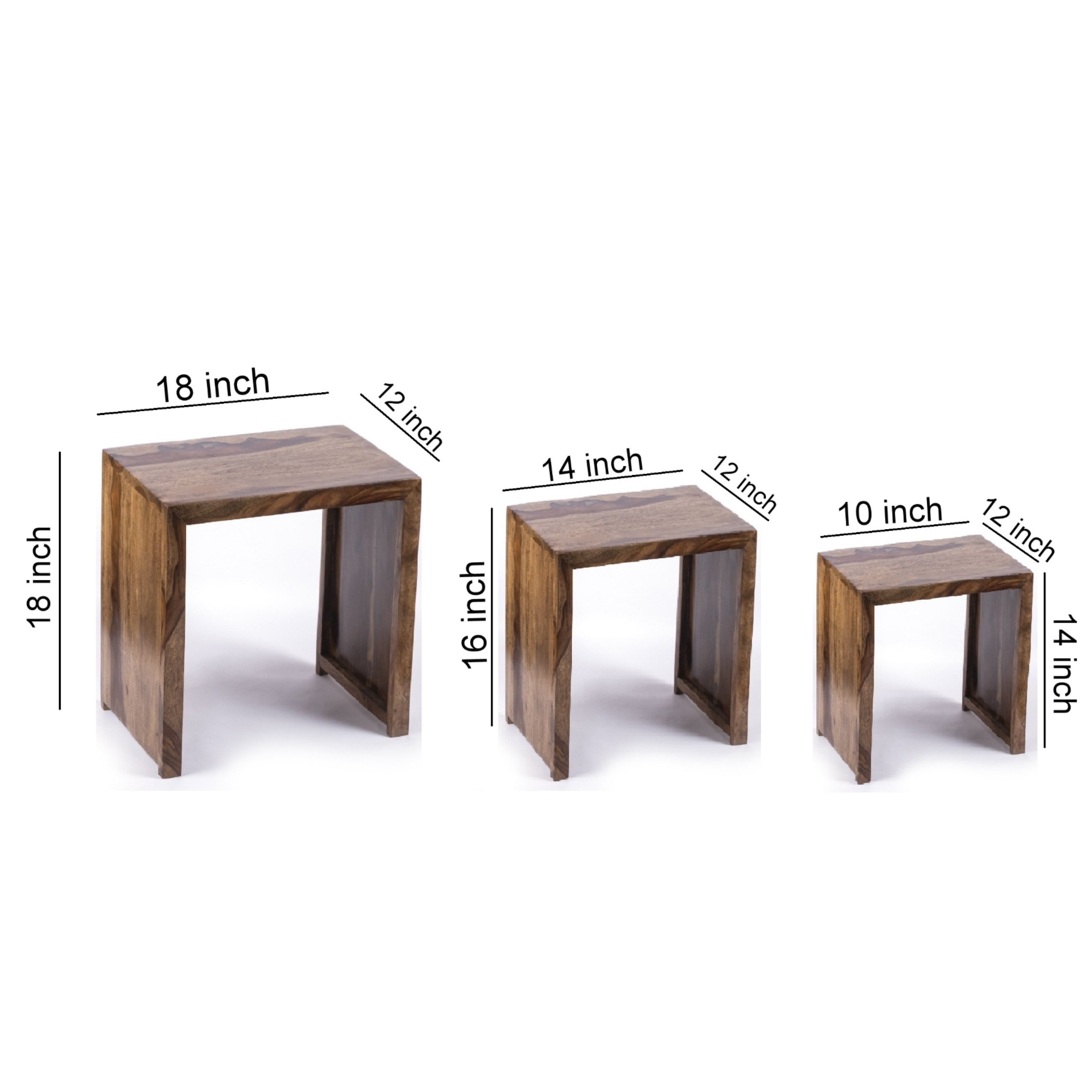 Ikiriya Sheesham Wood Contemporary Nesting Table in Provisional Teak Finish