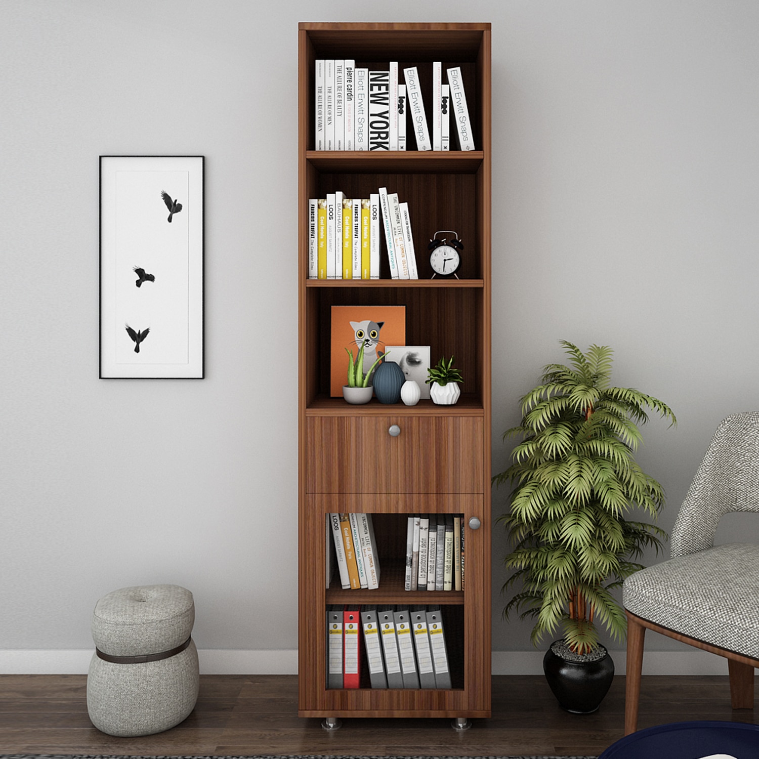 Solicitor Bookshelf In Walnut - Woodbuzz