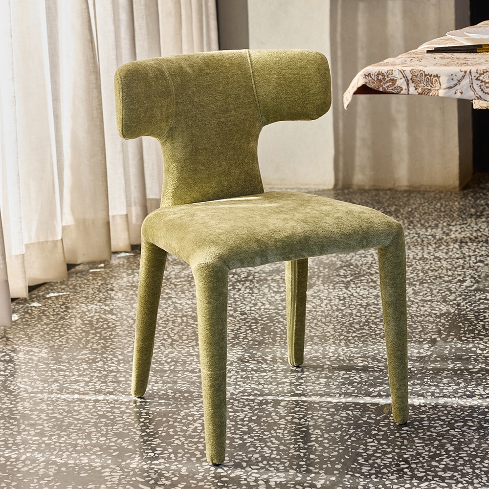 Driftwood Fabric Dining Chair in Green Colour - Living Shape