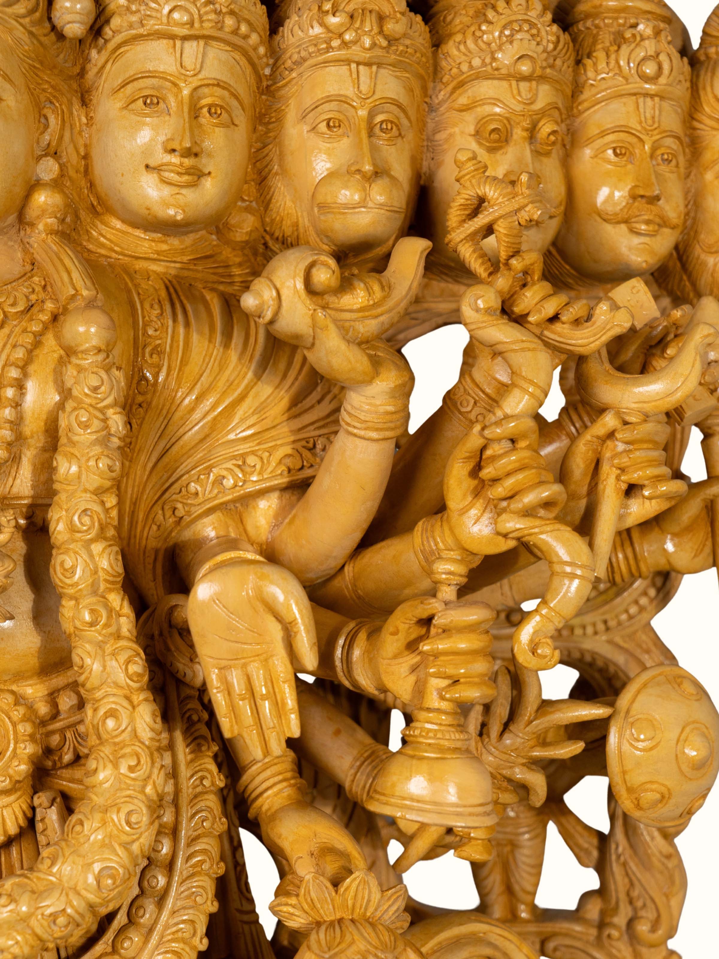 Side detail view of the Wood Carved Vishwaroopam Idol