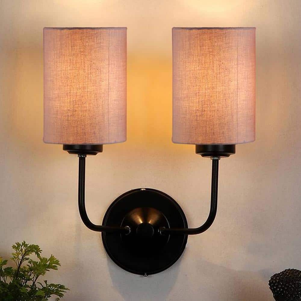 Cruz Dual Grey Cotton Wall Mounted Lamp Iron Base(KV38)