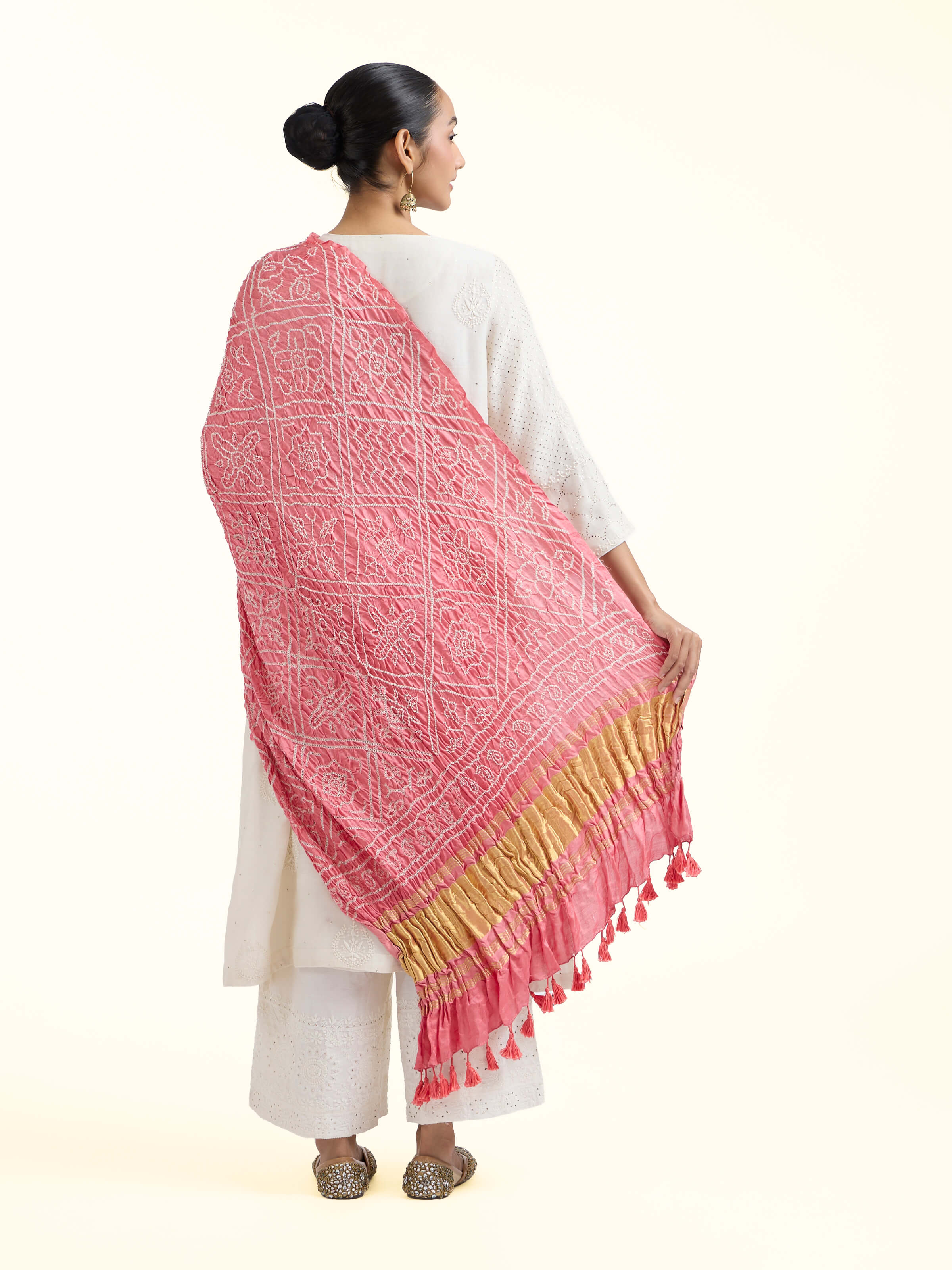 Pink Bandhani Tie & Dye Dupatta