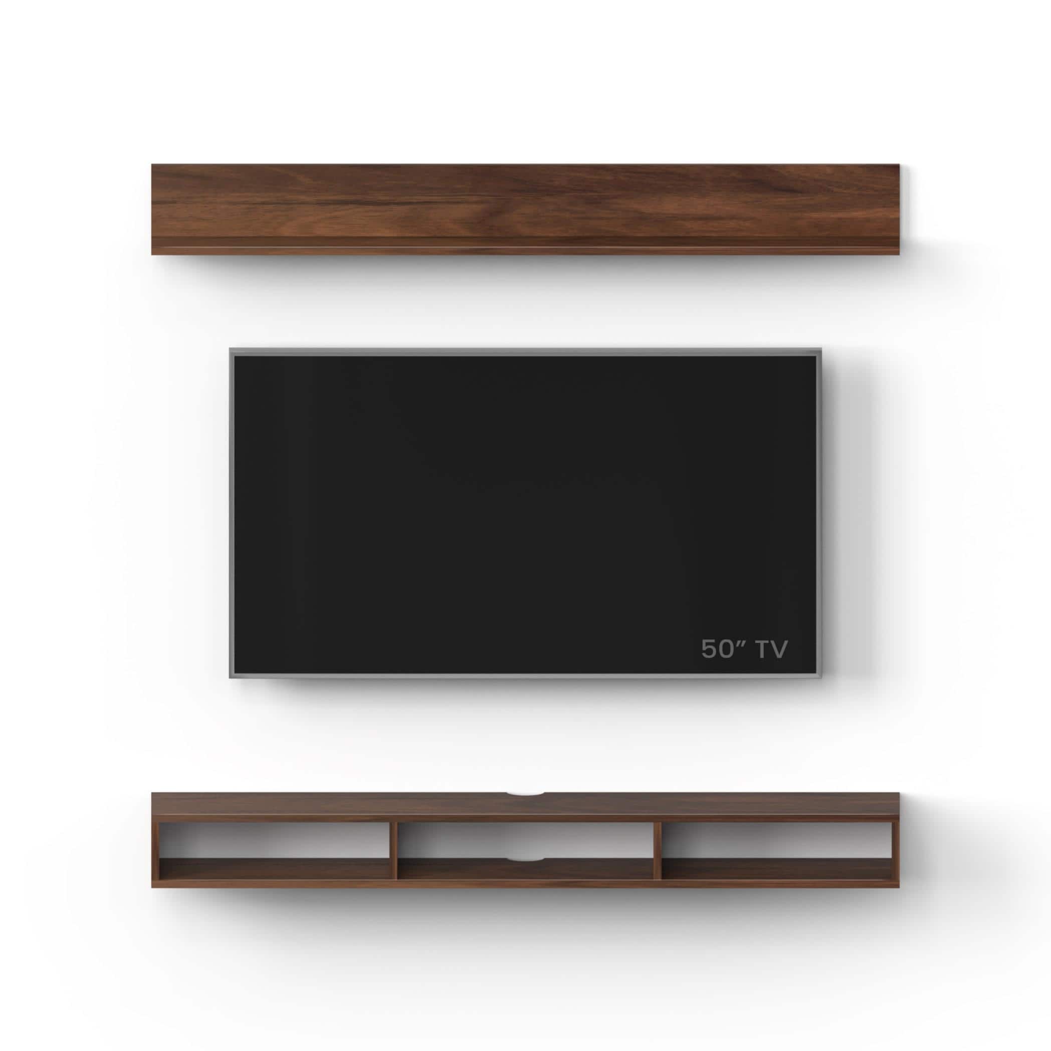 Kunsua Engineering Wood Wall Mount Tv Entertainment Unit In Brown Maple Finish