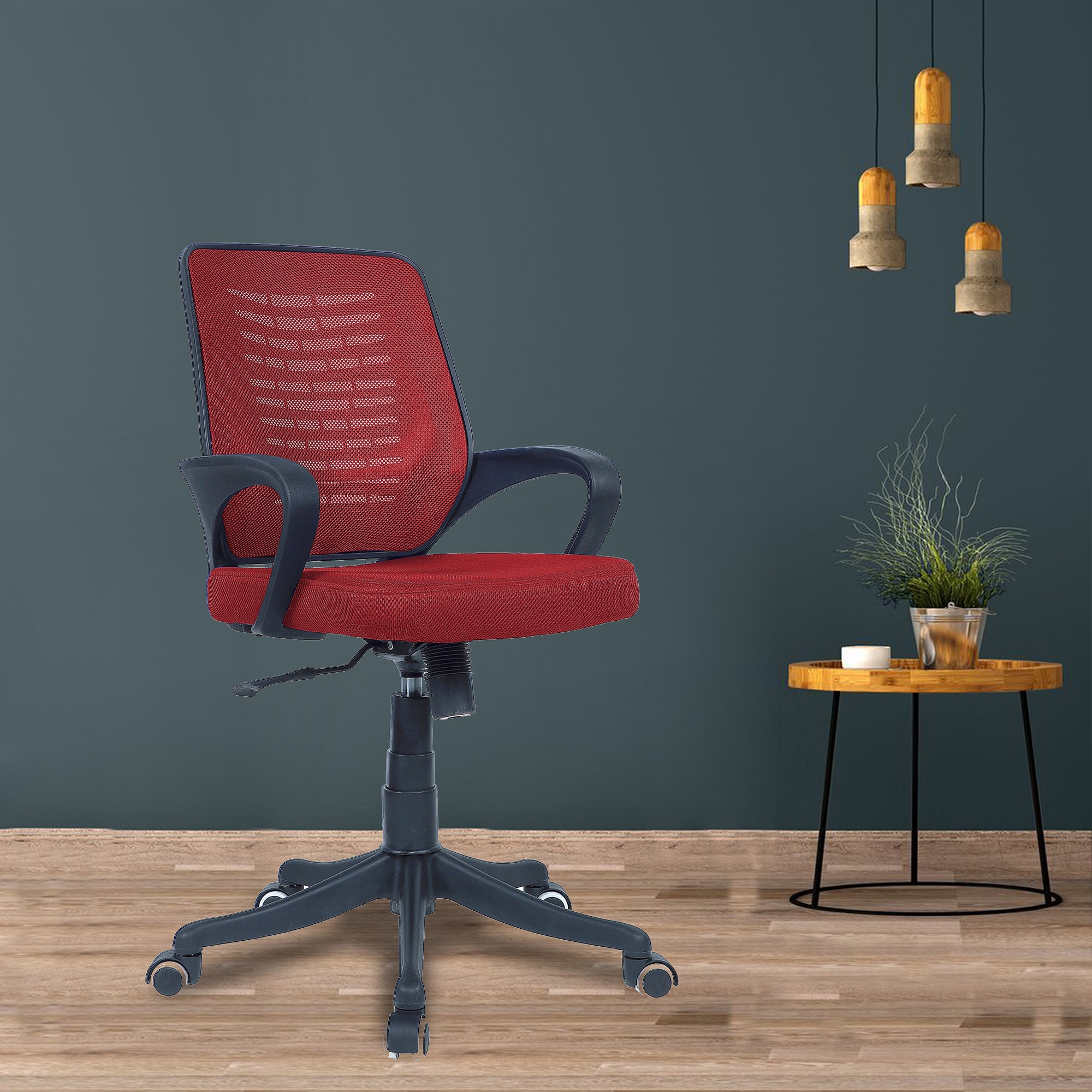 Diicea Mid Back Ergonomic Chair in Red Colour