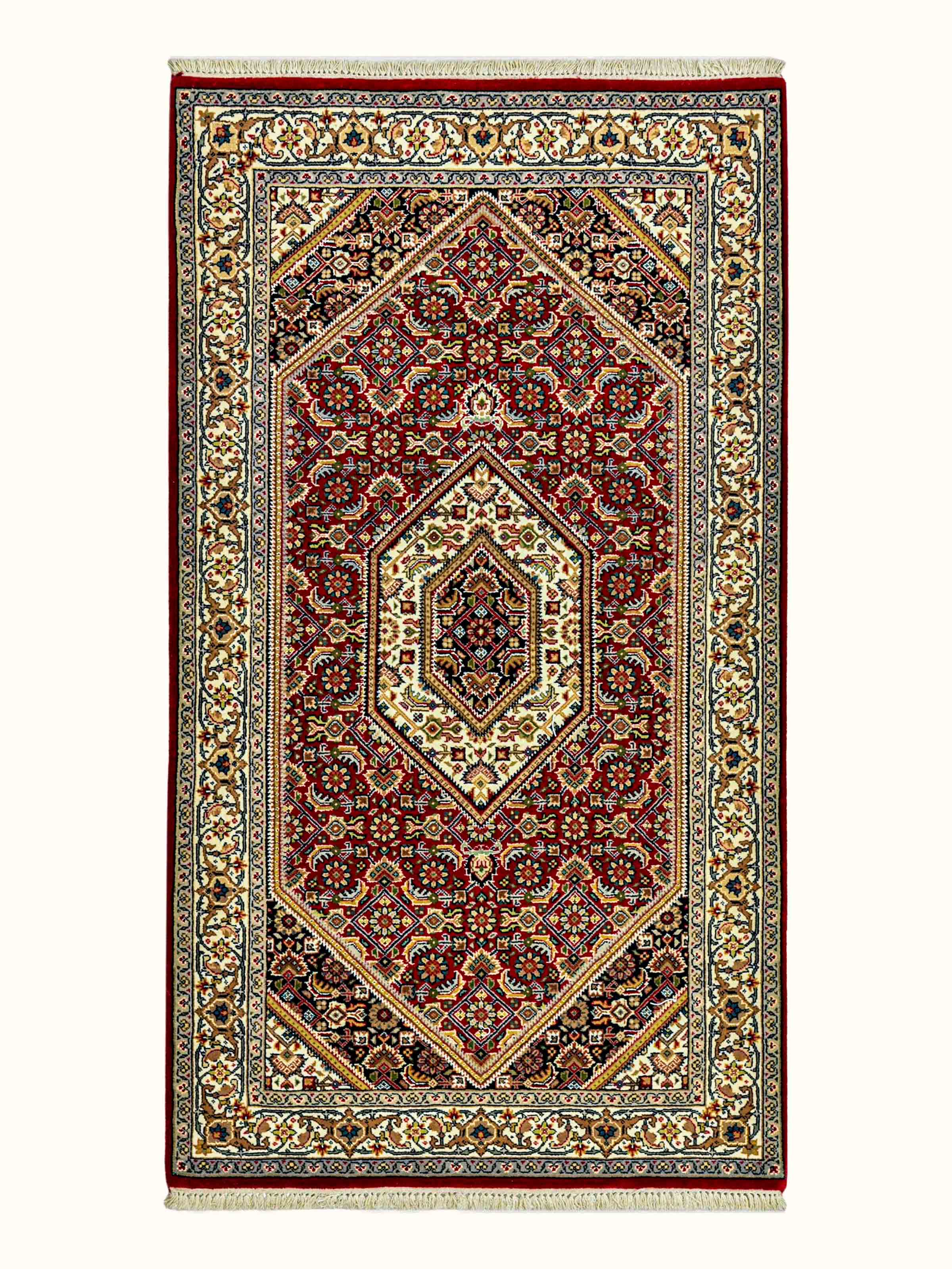 Traditional Bizar Red Bhadohi Wool Hand Knotted Rug