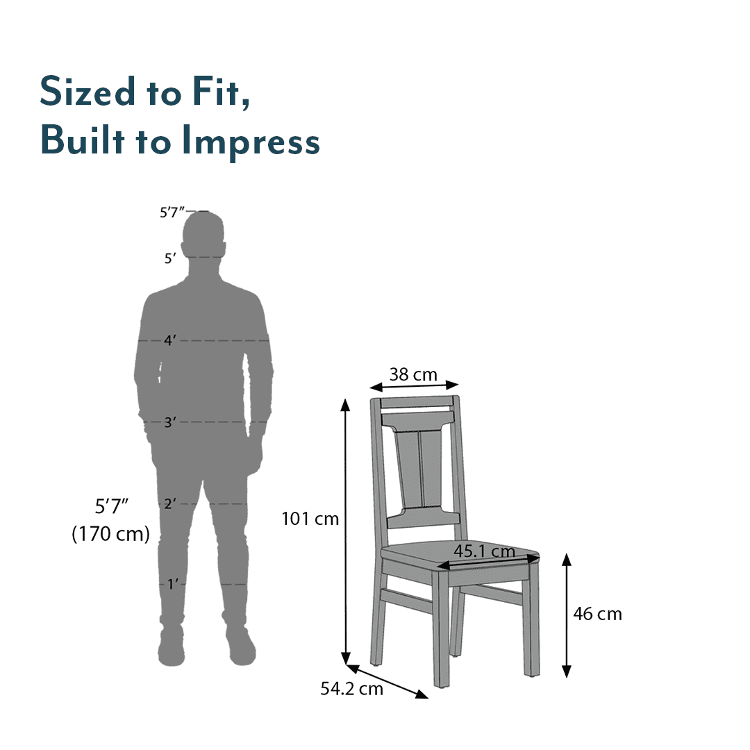 Tessa Solid Wood Dining Chair In Sienna Teak Finish With Wheat Brown Colour Fabric