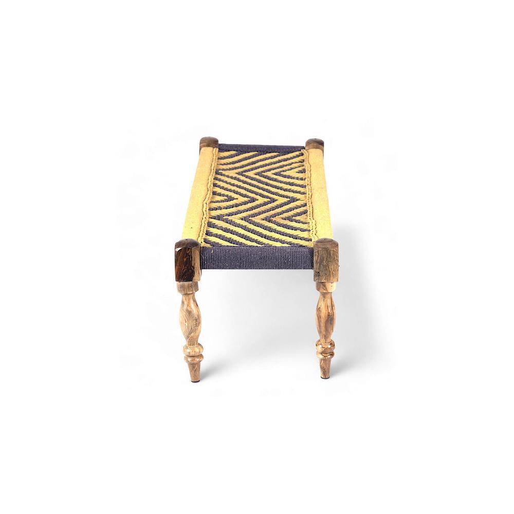 Hamilton Solid Wood Maachi Bench In Purple & Yellow Canning