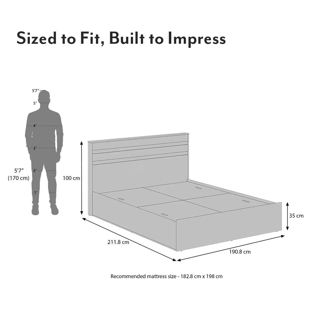 Rodrigues King Size Box Storage Bed in Rolex Brown Finish