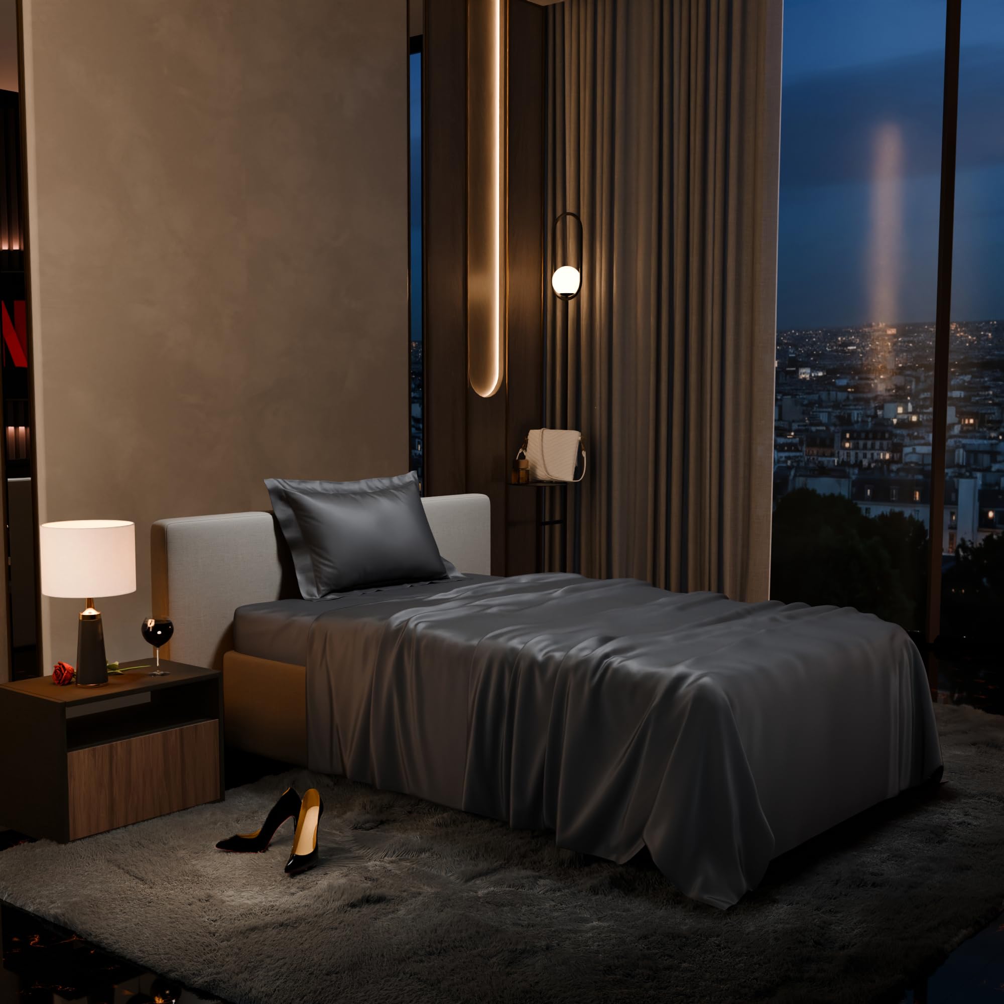 Stoa Paris Single Bedsheet with 1 Pillow Cover sheet with Twilight Embrace - Stoa Paris