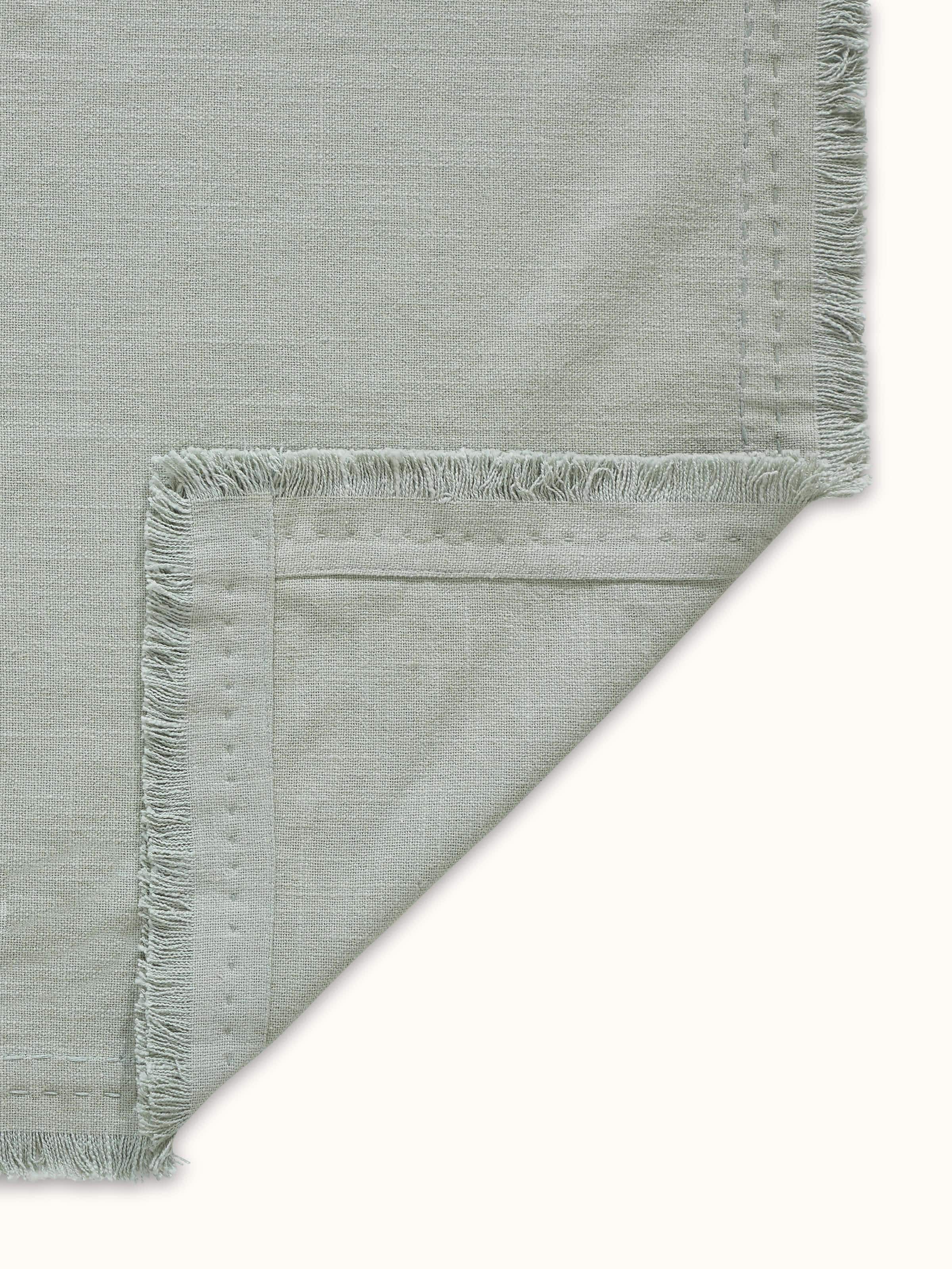 Nityam Light Green Cotton Slub Embroidered Table Cloth