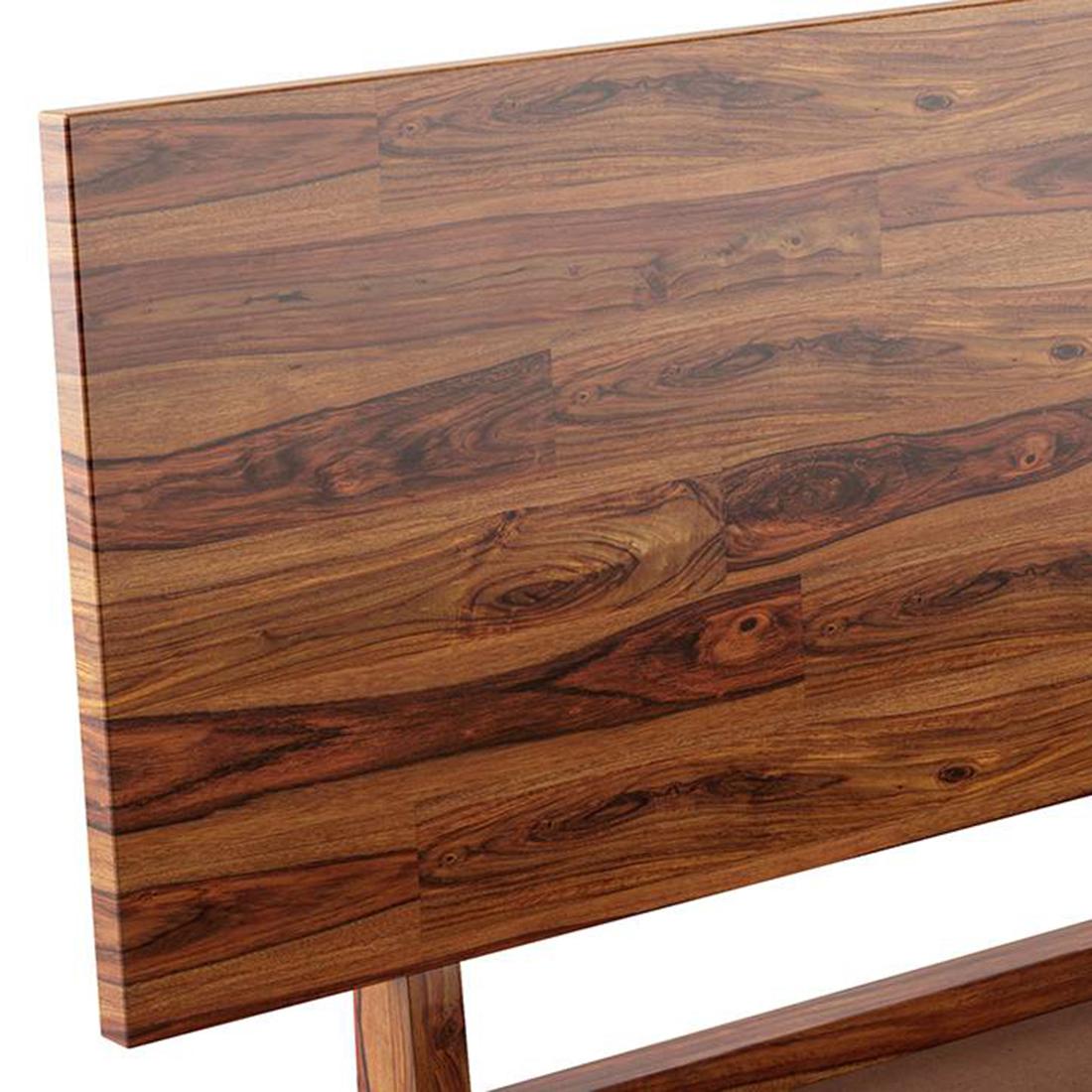 Boston Solid Wood Compact Queen Size Bed In Teak Finish