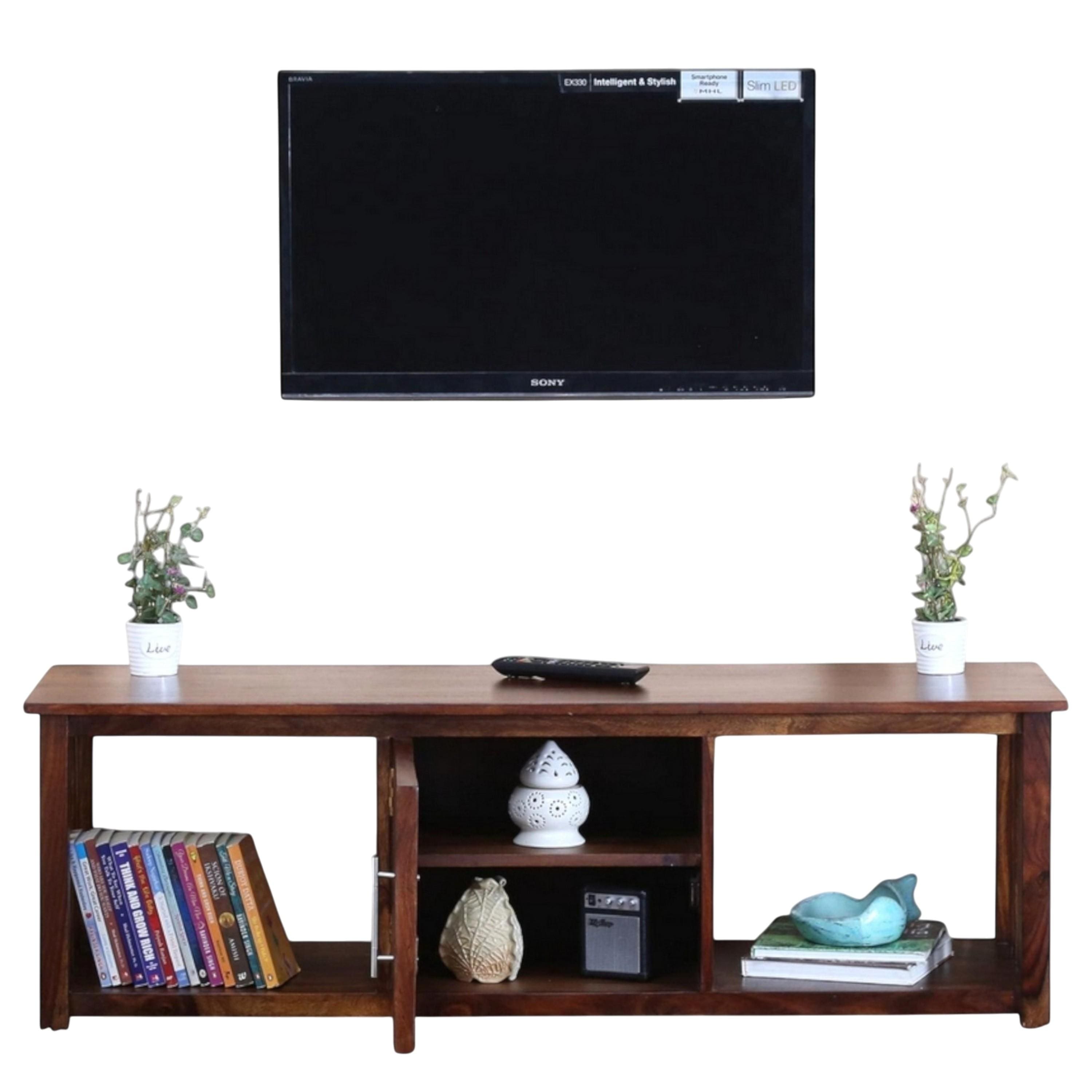 Elder Sheesham Wood Contemporary Tv Entertainment Unit For Tv Upto 70 Inch In Provisional Teak Finish