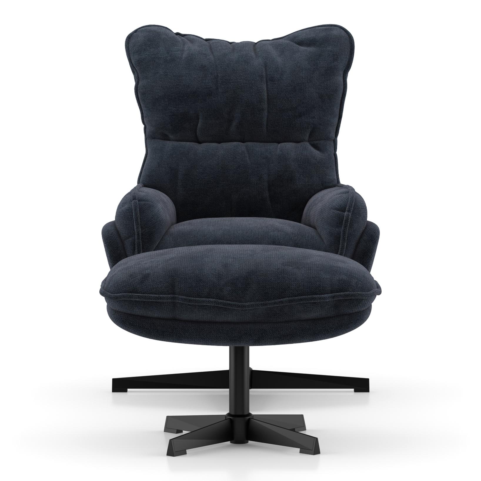 Marson Swivel Lounge Chair and Ottoman in Indigo Blue Colour