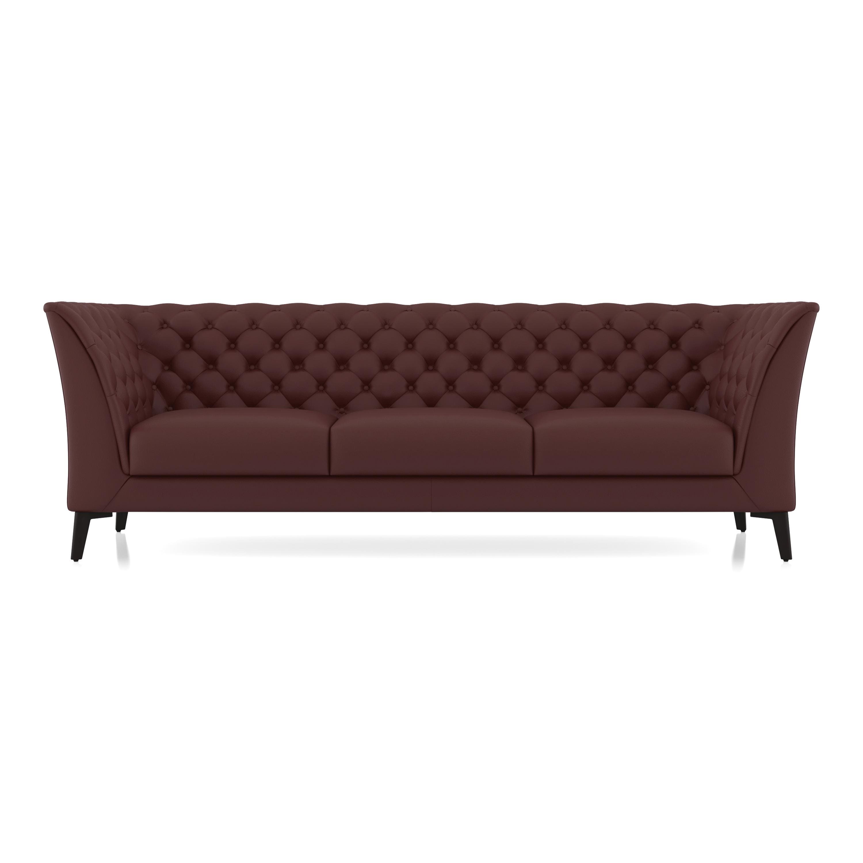 Weston 3 Seater Half Leather Sofa In Bordeaux Italian Leather