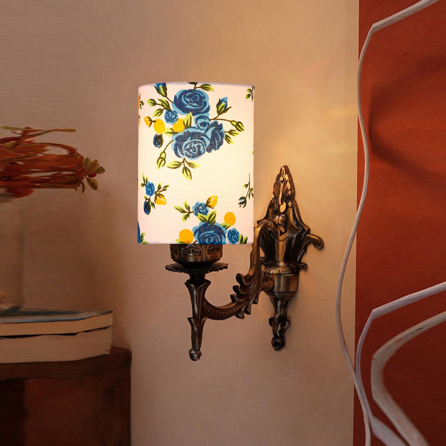 Devansh Metal Electric Wall Light in Antique Gold Colour with Multi Shade Count of 1 Light