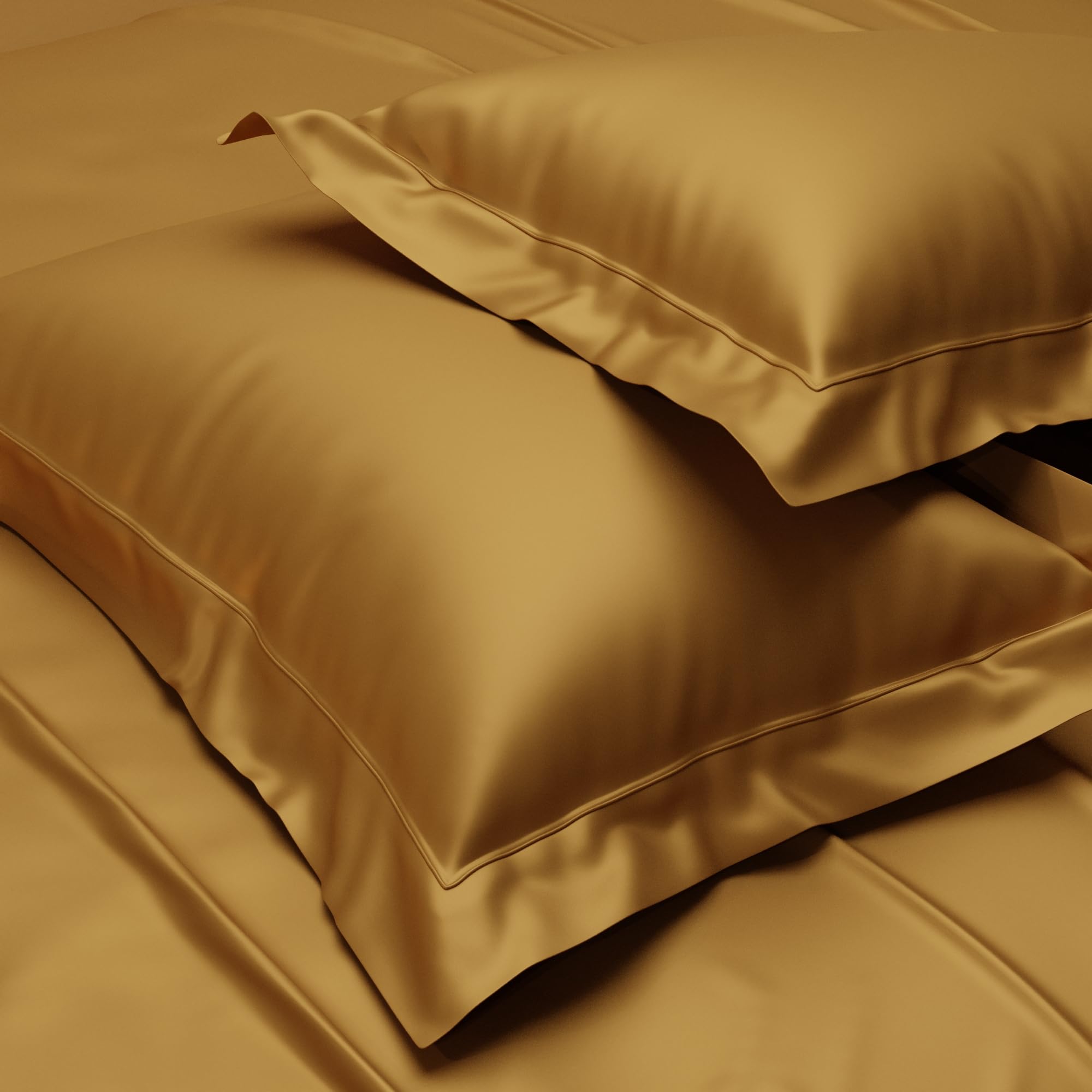 Stoa Paris Satin Pillow Covers,  Premium Plain Pillow Cover Set of 2, 68L x 45W cms - Eternal Glow - Stoa Paris