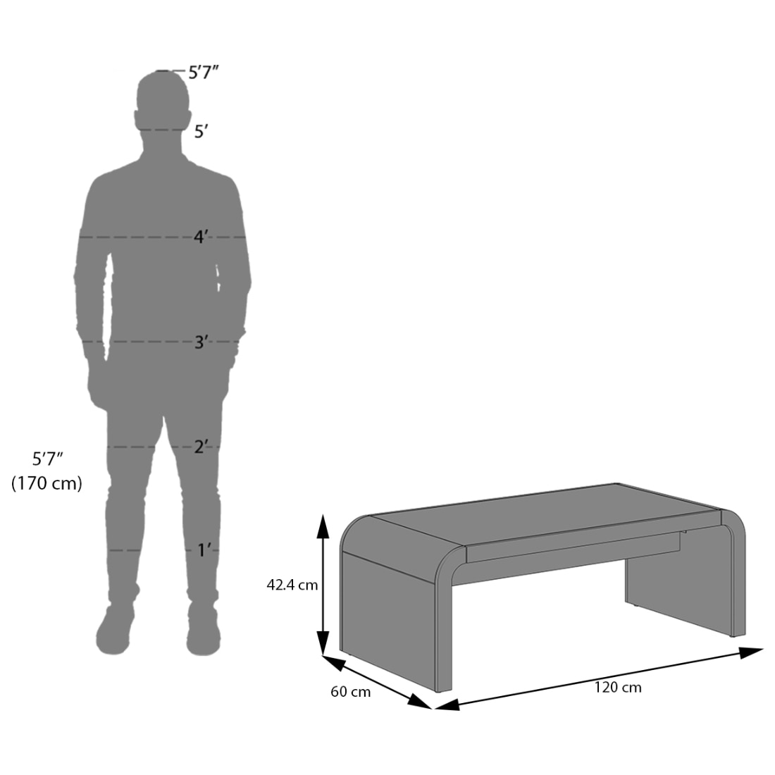 Quinn Rectangular Solid Wood Coffee Table In Danish Walnut Finish