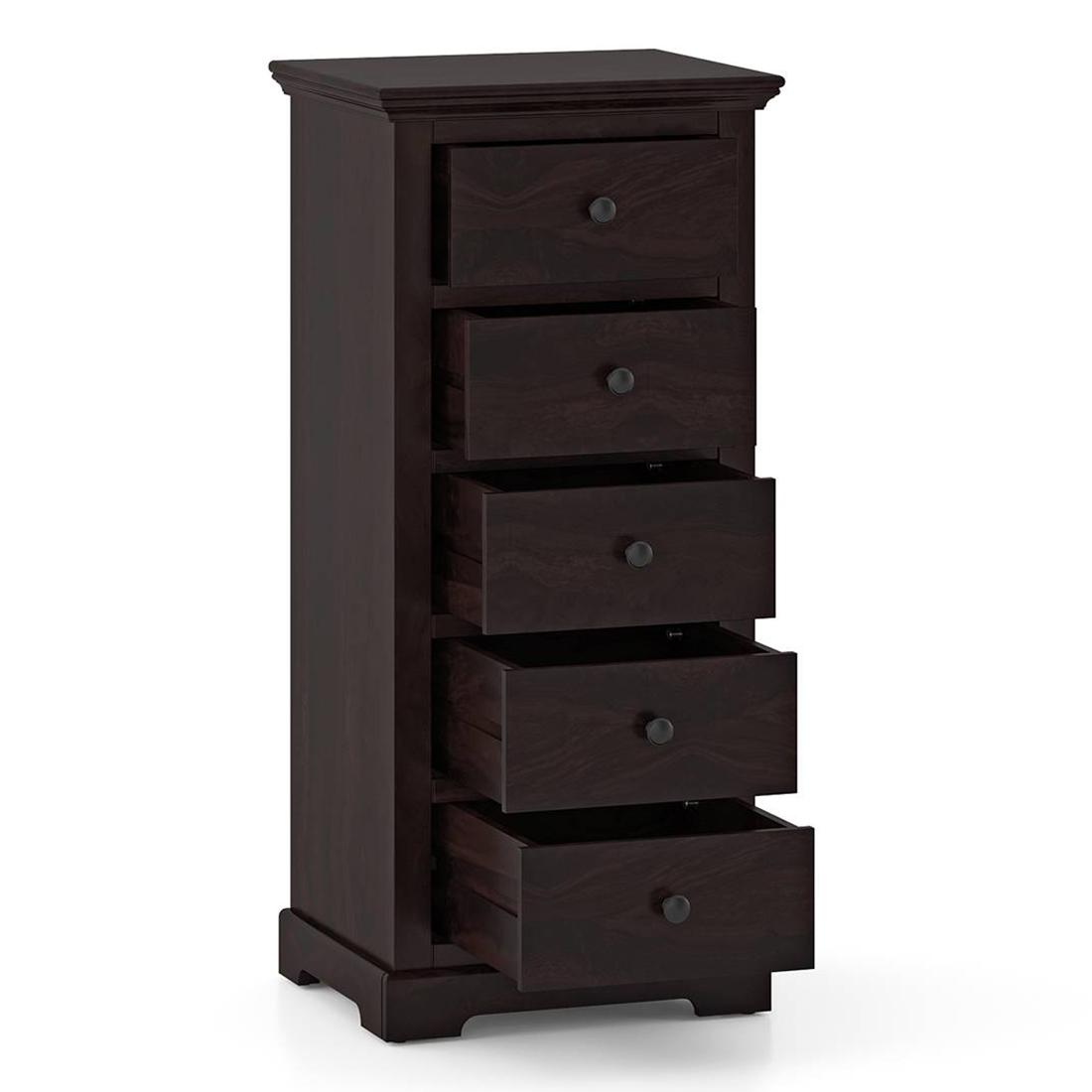 Alexandra Solid Wood Chest Of 5 Drawers In Mahogany Finish