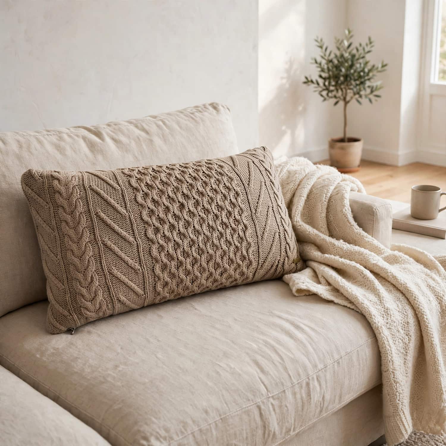 Kennedy Dove Beige Decorative Cushion Cover 12 x 20 Inches