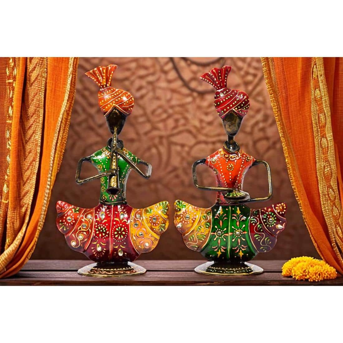 Desert Art Metal Handpainted Musician Figurine Set of 2 - Desert Art