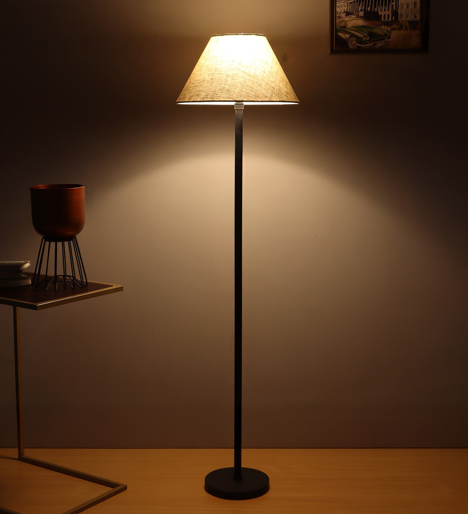 47" Jute Floor Lamp in Beige Shade