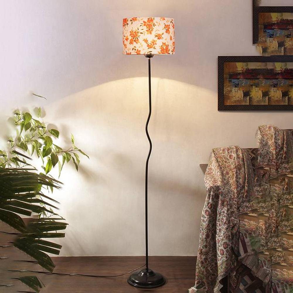 Perla Multi Cotton shade with Iron floor lamp - Devansh