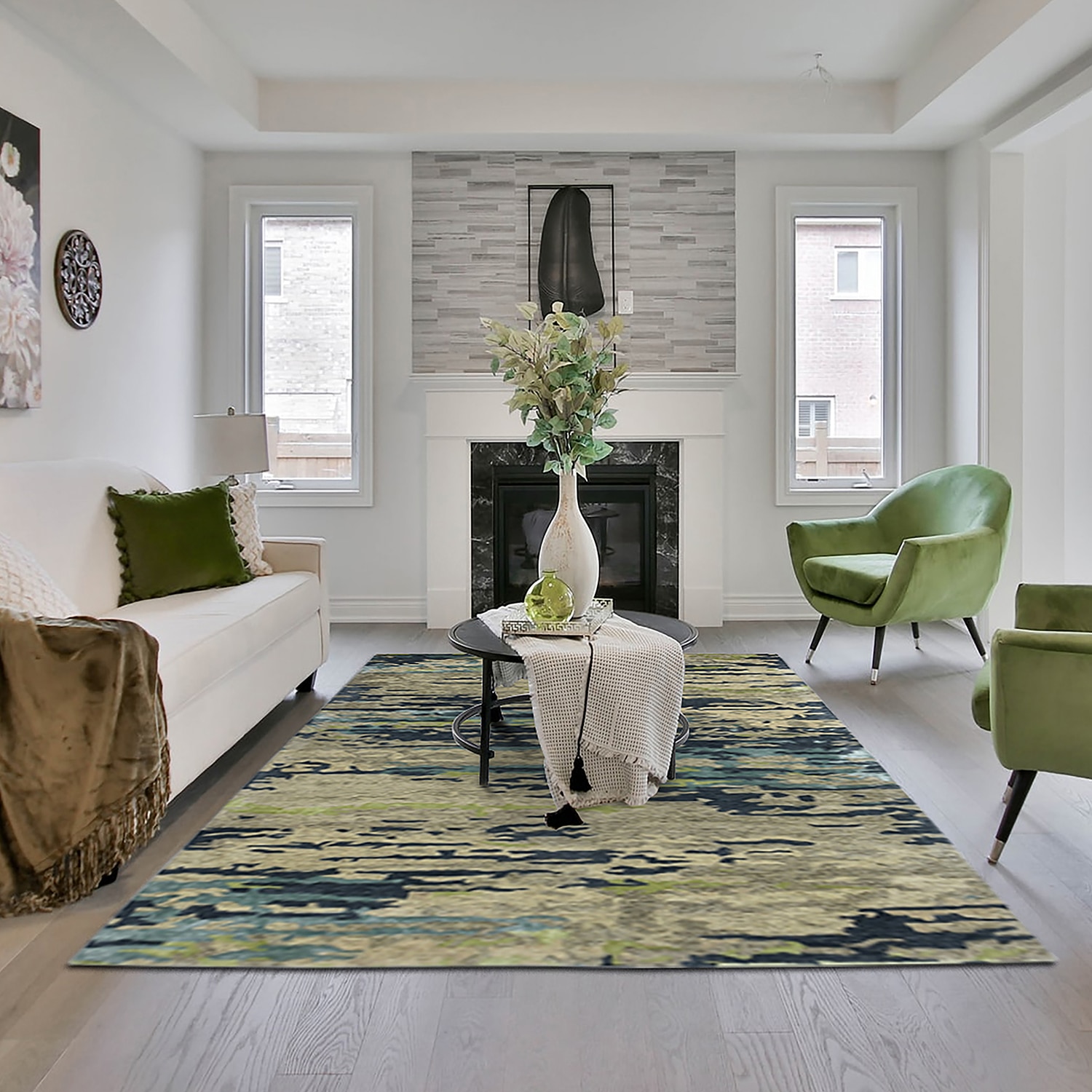 Kyler Sand Abstract Hand-Tufted Viscose 10X8 Feet Carpet