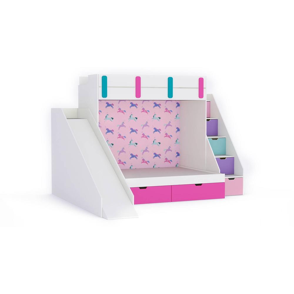 Sleep Nâ€™ Slide Bunk Bed with Slide and Storage in White Colour BKBB029