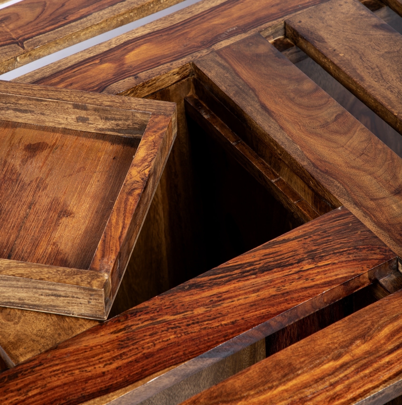 Milan Sheesham Wood Coffee Table In Teak Finish