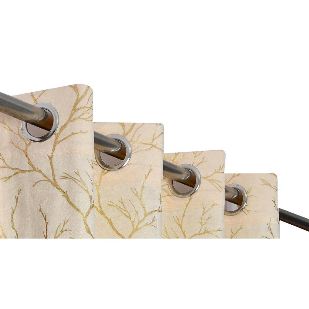 Golden Velvet Abstract Pack of 2 Pieces Blackout Window Curtain