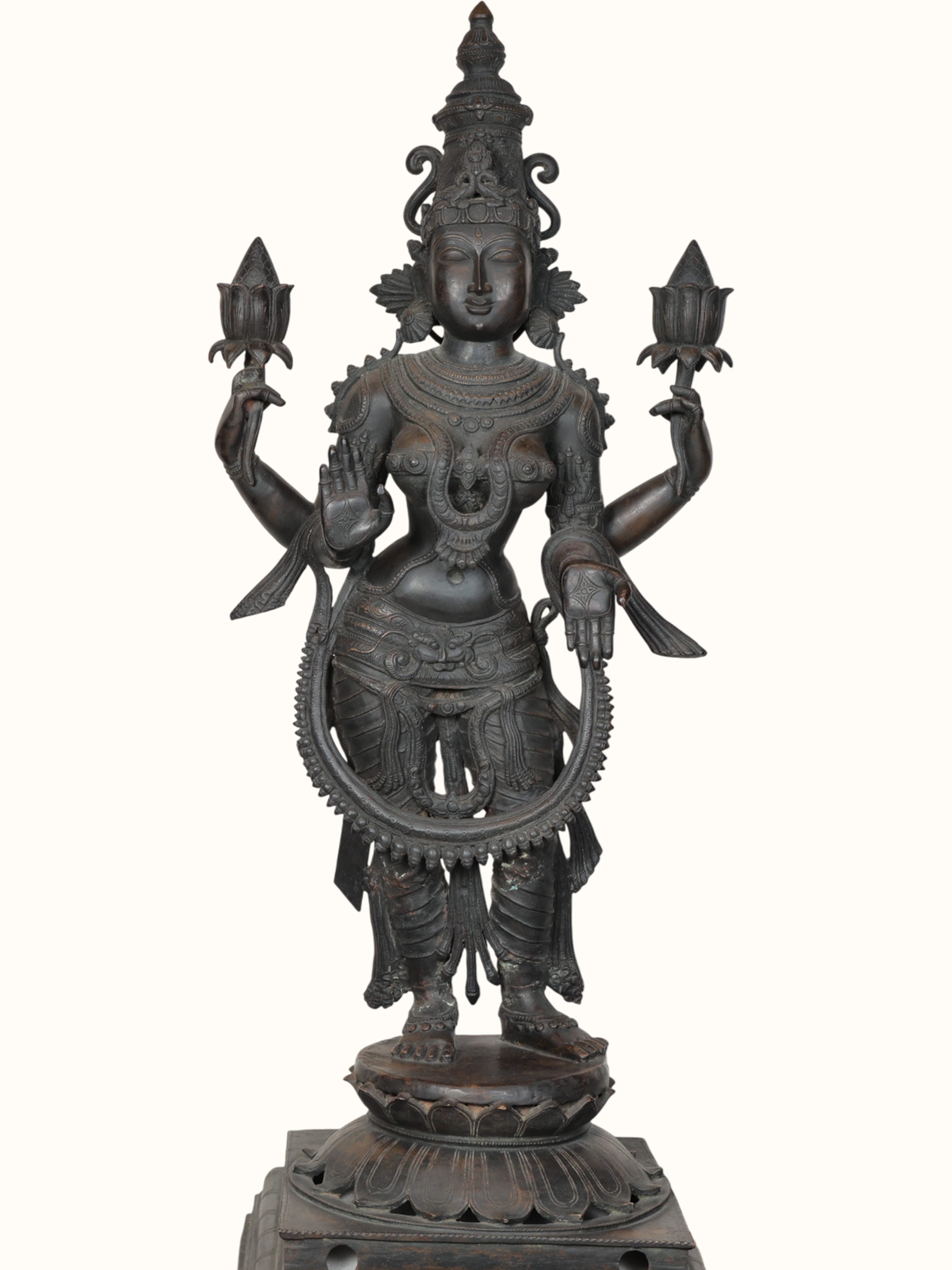 Detail shot of Antique Bronze Lakshmi Idol
