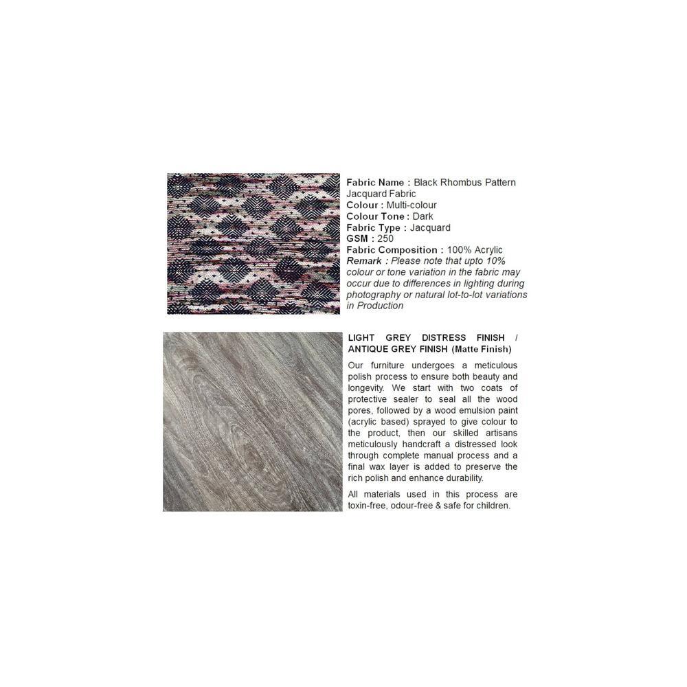 Morgan Solid Wood Pouf Stool in Black Diamond Jackard fabric