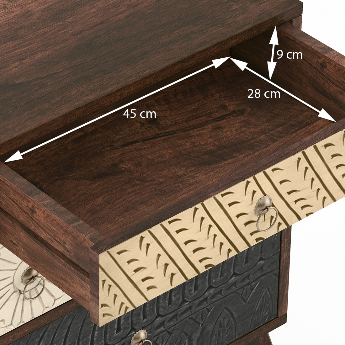 Zenga Solid Wood Side Table in Antique Walnut Finish