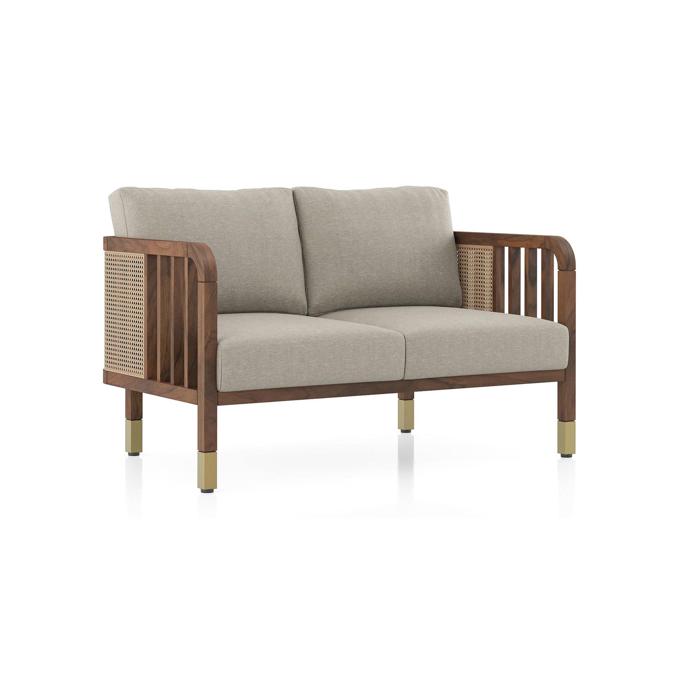 Taran 2 Seater Wooden Sofa in Natural Herringbone Colour