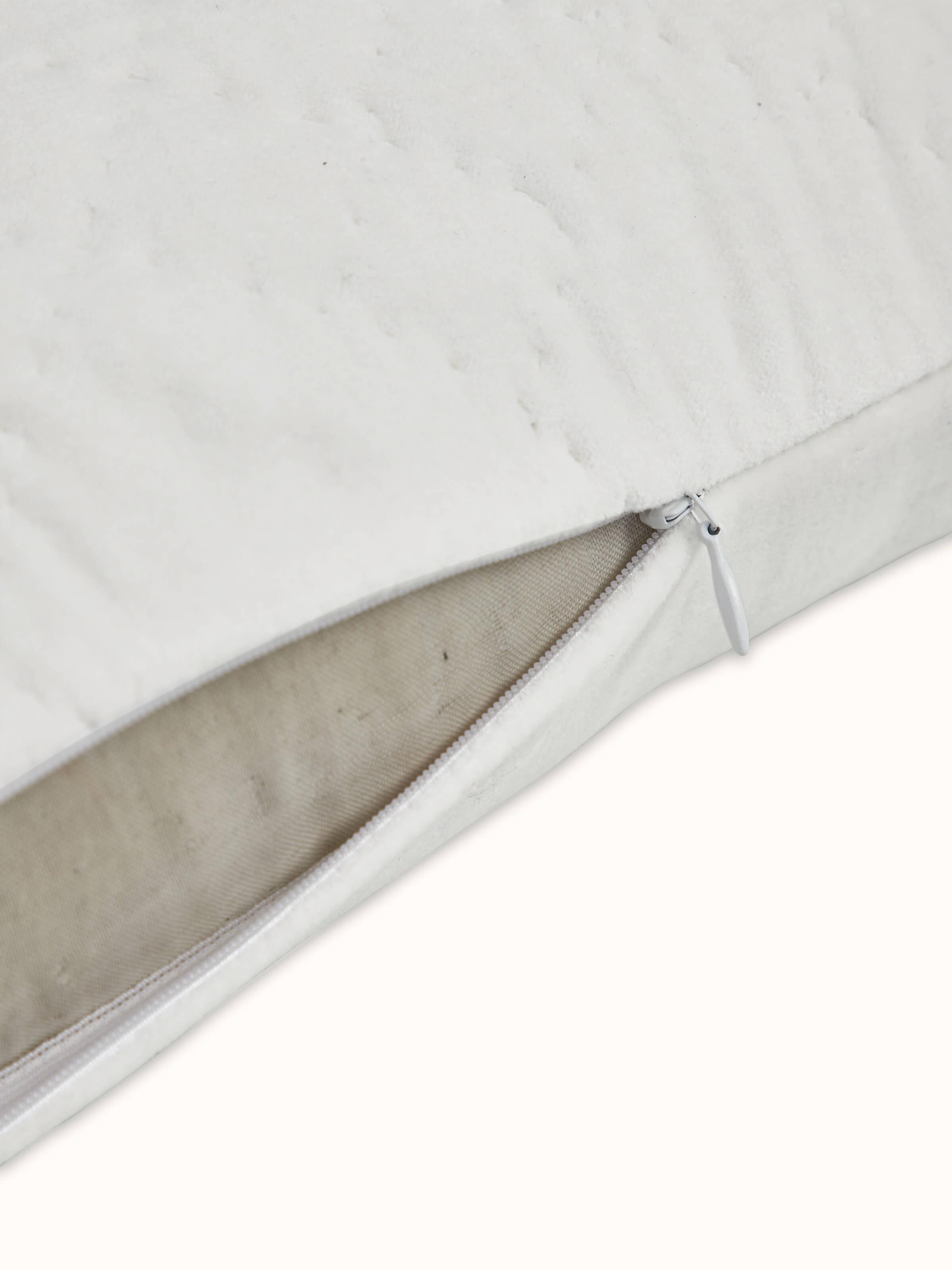 Shivranjini Beige Solid Textured Cotton Razai Embroidery Lumbar Cushion Cover