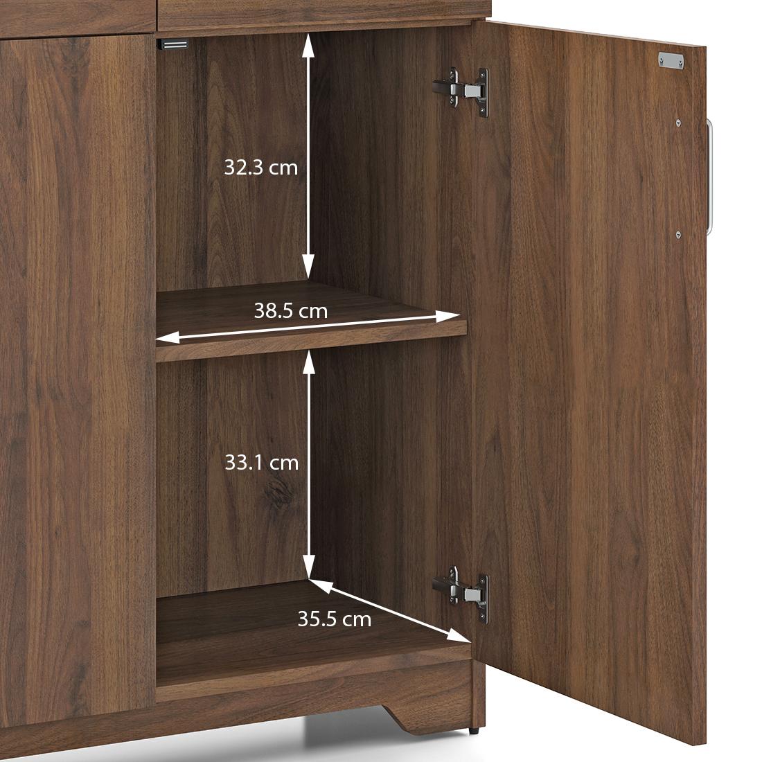 Hubert 6 Door Tall Display Cabinet in Classic Walnut Finish