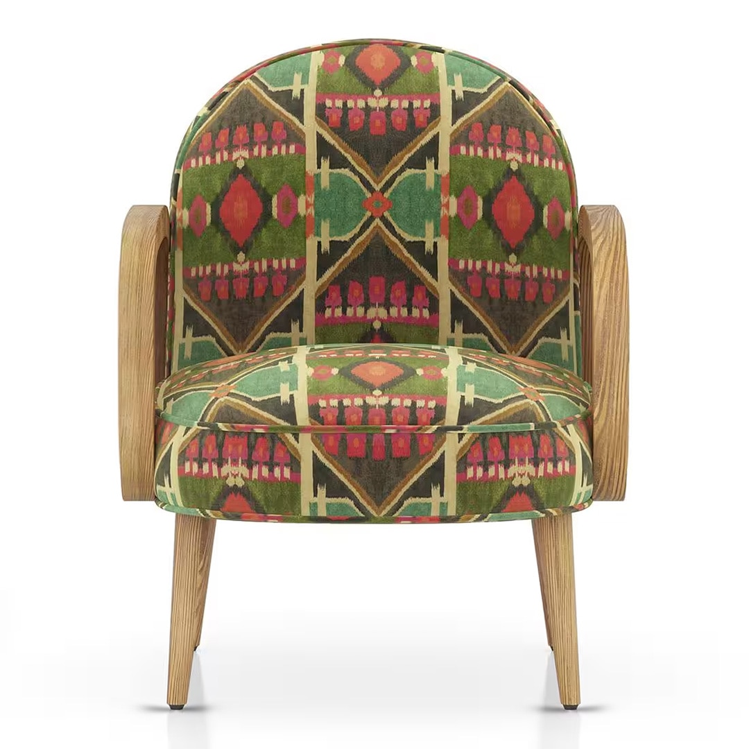 Arna Lounge Chair In Aztec Bloom Velvet