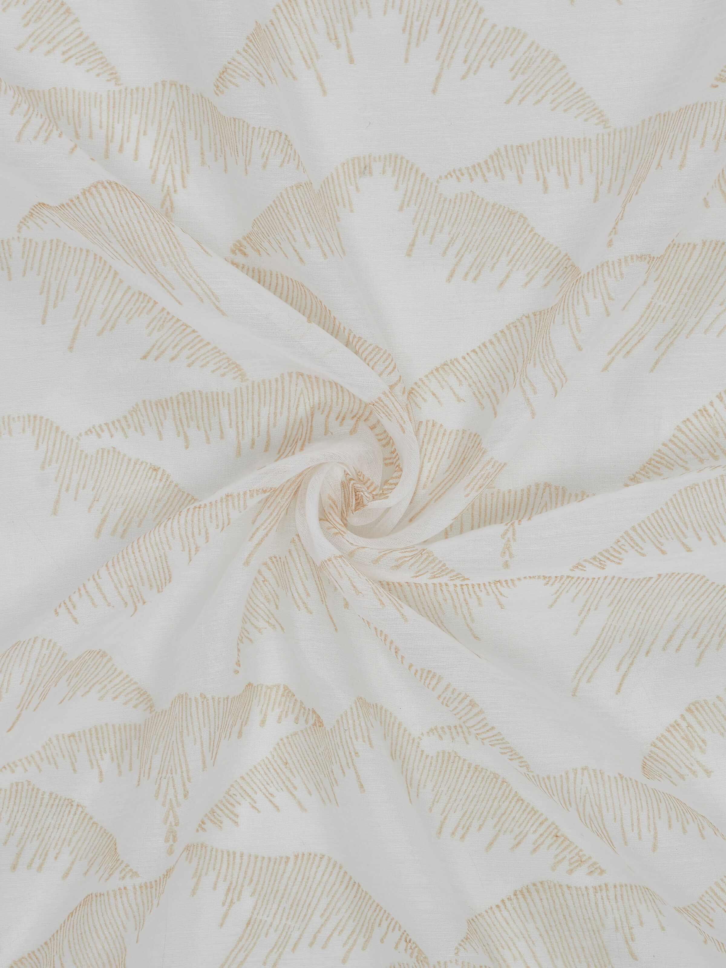 Parvat Beige Ombre Cotton Silk Sanganeri Hand Block Printed Curtain (7 Ft)